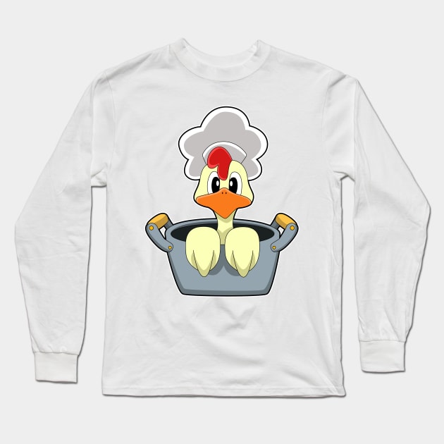 Chicken with Cooking pot Long Sleeve T-Shirt by Markus Schnabel